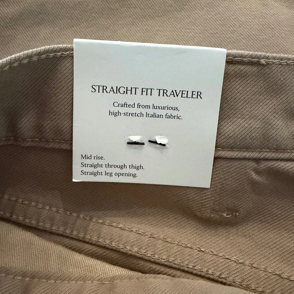 Banana Republic Mens Straight Fit Traveler Pant Khaki Tan Italian Fabric 40x34
